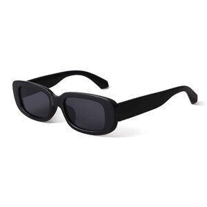 BUTABY Womens Rectangle Retro Sunglasses 90’s Vintage Black Square Frame